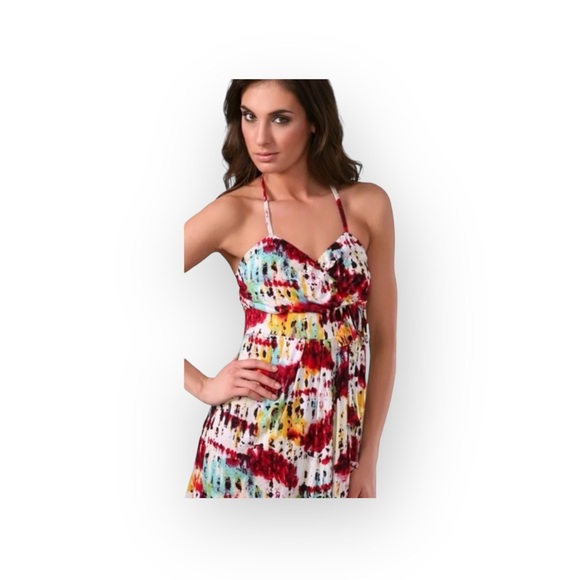 new T-Bags [MISA] ❁ Print Halter Faux Wrap Mini Cocktail Dress ❁ Multi Color ❁ - Picture 13 of 16